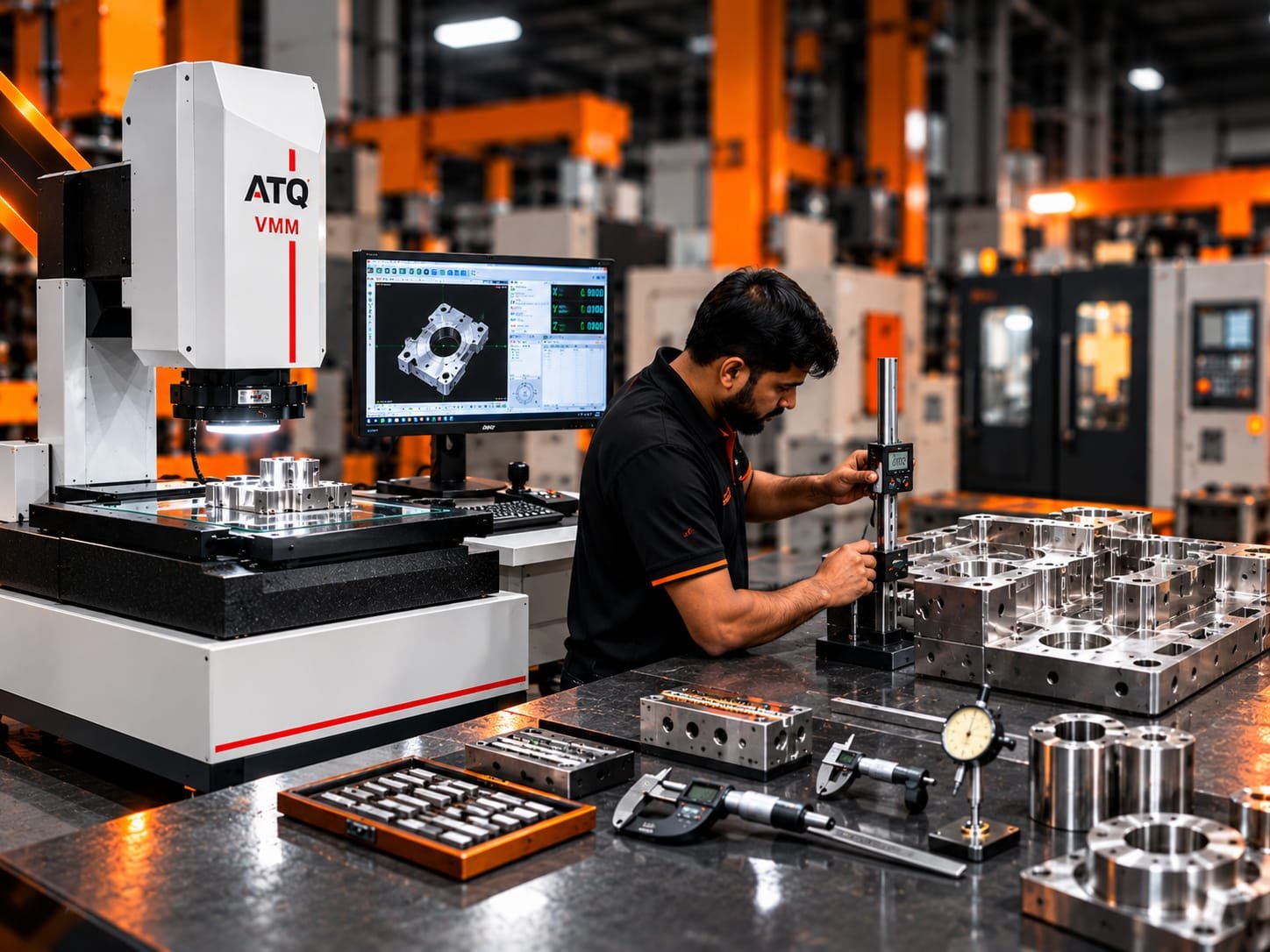 Vision measuring machine inspection at Satya Moulds